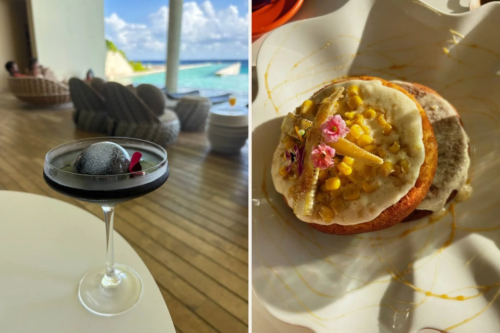 food and cocktails at la casa de la playa in riviera maya mexico