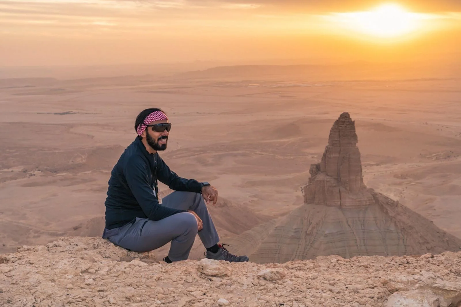 hiking in saudi arabia - hiker near riyadh