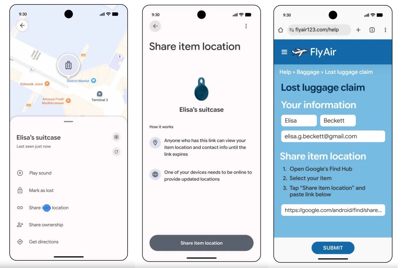 An image highlighting the option to share your tag's location securely.